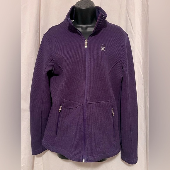 Spyder Core Sweater Purple Womens Sz L Full Zip, Zip Pockets, Heavy & Warm VGUC - Picture 1 of 8